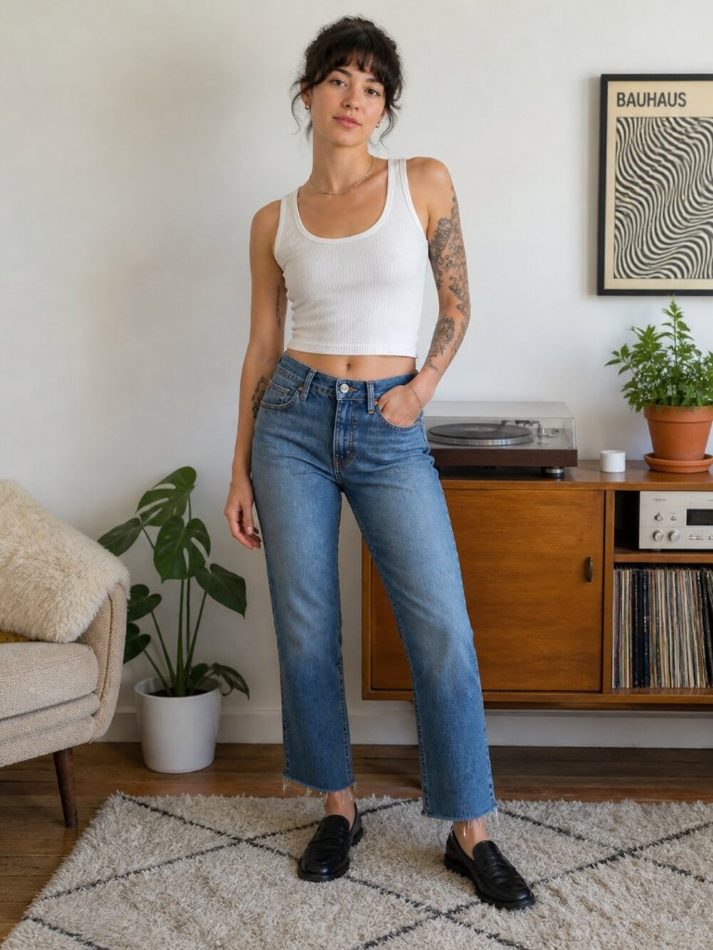 Levi Strauss Signature Jeans Womens Mid Rise Straight Raw Hem Distressed Blue M - Picture 1 of 5